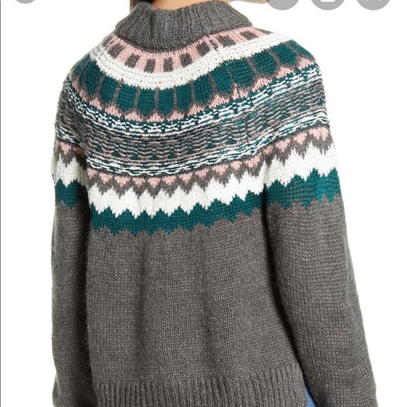 Caslon Gray Chunky Knit Jacquard Sweater Size Small NWT - Picture 3 of 8